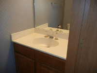bathroom before remodeling, sink, washstand, washbasin, mirror, glass, cabinet, tap, faucet, cock, wall